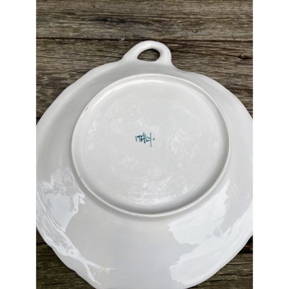 Vintage Italy Ceramic Serving Plate Leaf Shape & Cherries - Picture 2 of 12